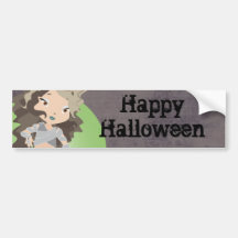Happy Halloween Mummy Chibi Bumper Sticker