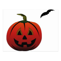 HAPPY HALLOWEEN PUMPKIN JACK-O-LANTERN & BAT POST CARDS