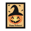 Happy Halloween Pumpkin Witch Postcard
