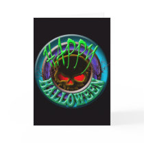 Happy Halloween Skull blue card (inside blank)
