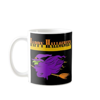 Happy Halloween with Purple Witch Mug by HalloweenSpirit