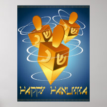Happy Hanukka Dreidels Print
