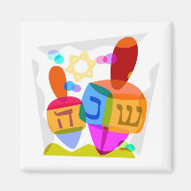 Happy Hanukkah Bright Dreidels Magnet