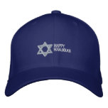 Happy Hanukkah Emrboidered Hat (Dark Apparel) embroidered hats