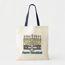 Happy Hanukkah Menorah Canvas Bag