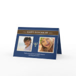 Happy Hanukkah Menorah Holiday Card (navy blue)