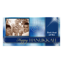 Happy Hanukkah Photo Greeting Card template