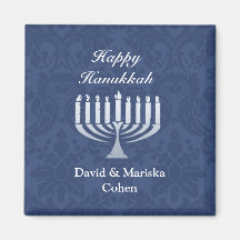 Happy Hanukkah with Menorah Magnet