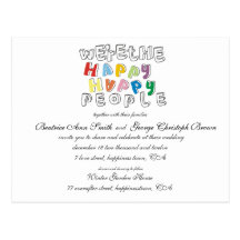 happy happy people wedding invite post cards