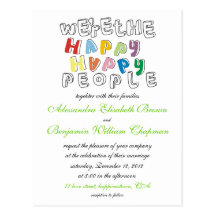 happy happy people wedding invite postcards
