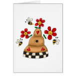 Happy Hearts N Flowers Bee Hive Greeting Cards