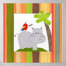 Happy Hippo Children's Wall Art Posters