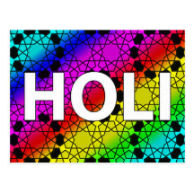 happy holi : festival of colour and spring postcard