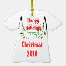 Happy Holiday Penguins T-Shirt  Ornament
