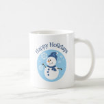 Happy Holidays Blue Snowman mugs
