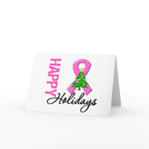 Happy Holidays Breast Cancer Awareness Greeting Card