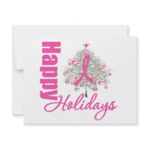 Happy Holidays Breast Cancer Pink Ribbon
