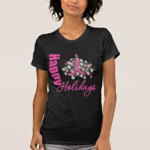 Happy Holidays Breast Cancer Pink Ribbon Tshirts