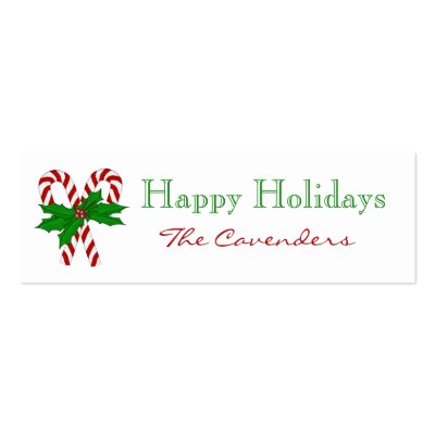 Happy Holidays Candy Cane Gift Tags Business Cards by HolidayFun