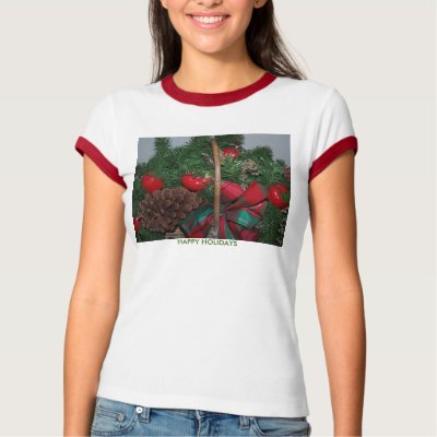 HAPPY HOLIDAYS, Christma Basket Tshirt by SusanParsons