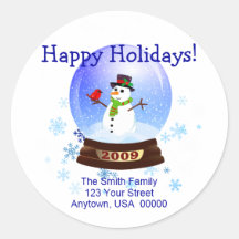 Happy Holidays Christmas Address Labels Sticker