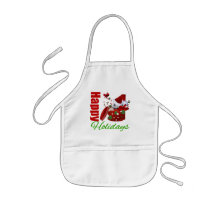 Happy Holidays Christmas Box Aprons