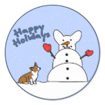 Happy Holidays Corgi Stickers