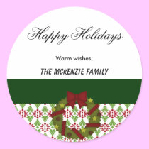 Happy Holidays Damask stickers