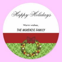 Happy Holidays Damask stickers