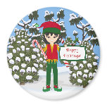 Happy Holidays Elf Magnet