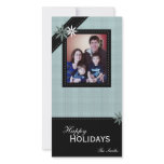 Happy Holidays Family Photo Card -Aqua Plaid photo cards