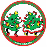 Happy Holidays Funny Dancing Christmas Trees photo sculptures