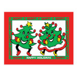 Happy Holidays Funny Dancing Christmas Trees Post Cards
