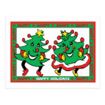 Happy Holidays Funny Dancing Christmas Trees Post Cards