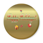 Happy Holidays Gold Magnet