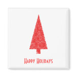 Happy Holidays Greeting. Red Christmas Tree magnets