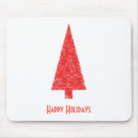 Happy Holidays Greeting. Red Christmas Tree Mouse Pads