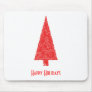 Happy Holidays Greeting. Red Christmas Tree Mouse Pads