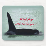 Happy Holidays: Orca Whale Happy Holidays San Juan Mousepad
