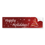 Happy Holidays Red Christmas Tree Sticker