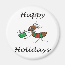 Happy Holidays Reindeer Refrigerator Magnet