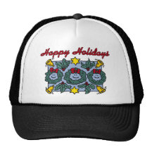 Happy Holidays Smiling Wreaths Mesh Hats