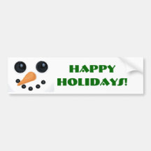 Happy Holidays Snow Man Bumper Sticker