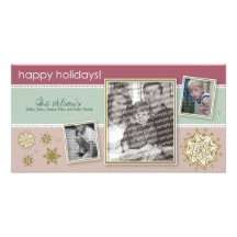 Happy Holidays Snowflake Sweet 3-Photo :: 01 Photo Card Template
