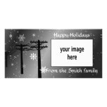Happy Holidays snowflakes grey tones Photo Cards