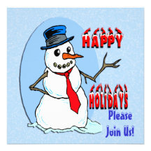 Happy Holidays Snowman Invitation