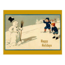 Happy Holidays Snowman Postcard