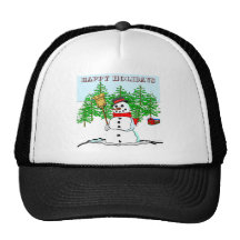 Happy Holidays - Snowman Trucker Hat