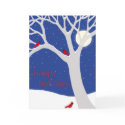 Happy Holidays Snowy Tree with Cardinals Card