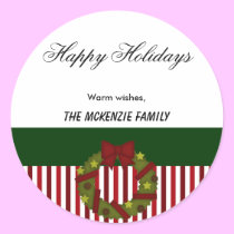 Happy Holidays Stripes stickers